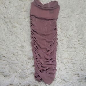 Michael Costello Blush Ruched Midi Dress